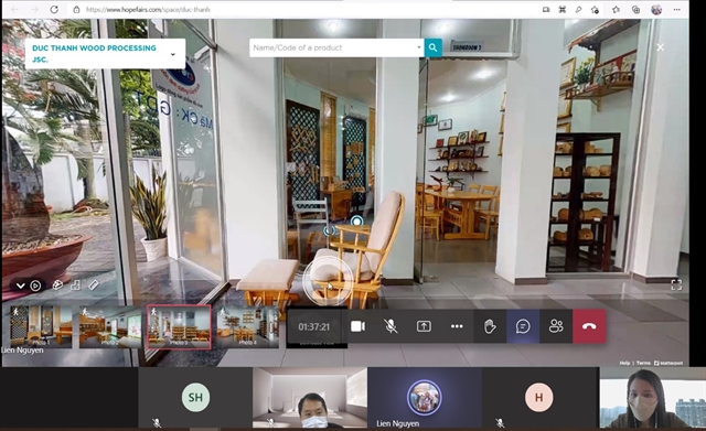 A screenshot of a buyer from Australia speaking with a HCM City supplier of kitchenware at an online sourcing tour facilitated by a B2B online platform. Photo courtesy of Global Sources