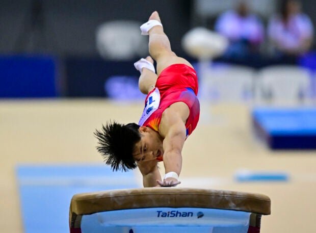 Carlos Yulo clinches silver as Armanian claims vault title in world  gymnastics tiff