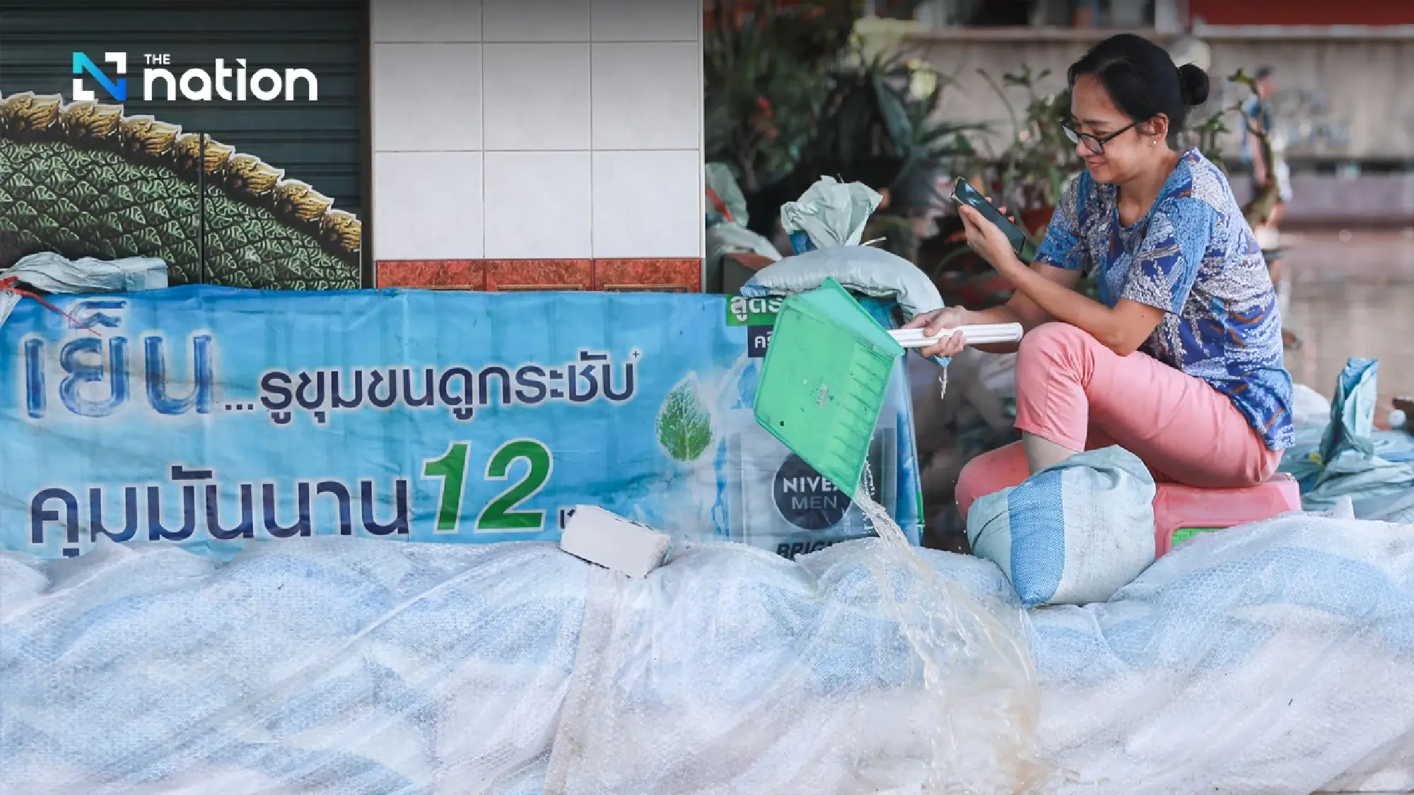 Mekong River bursts its banks and floods downtown Nong Khai in Thailand