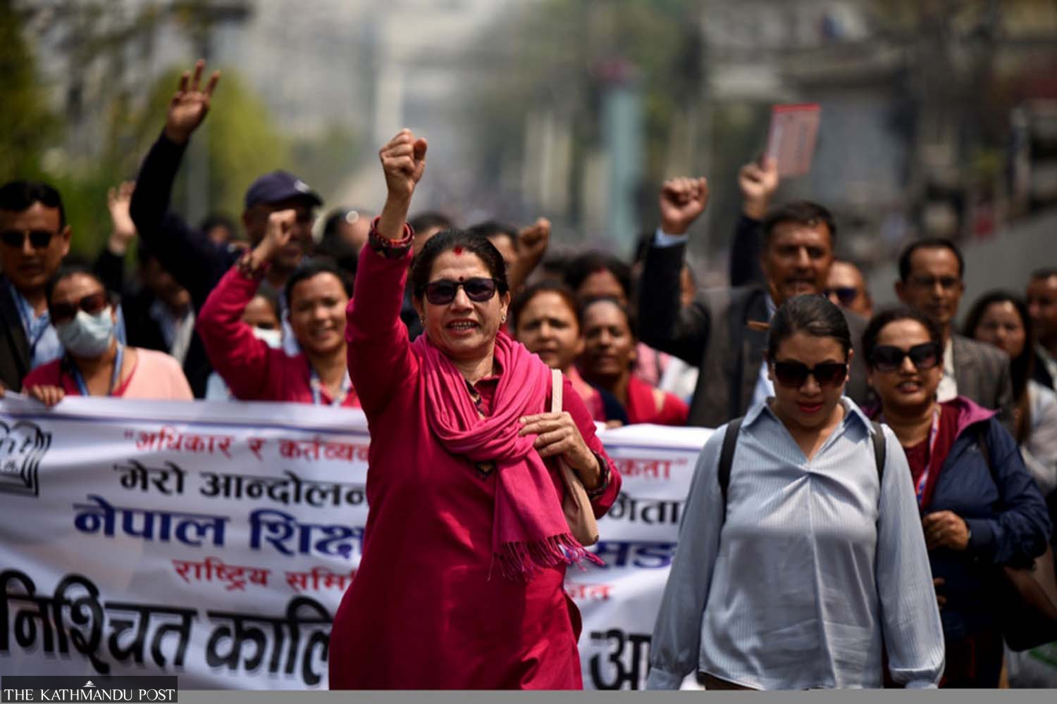 Teachers across Nepal stage mass protest in Kathmandu for Education Bill