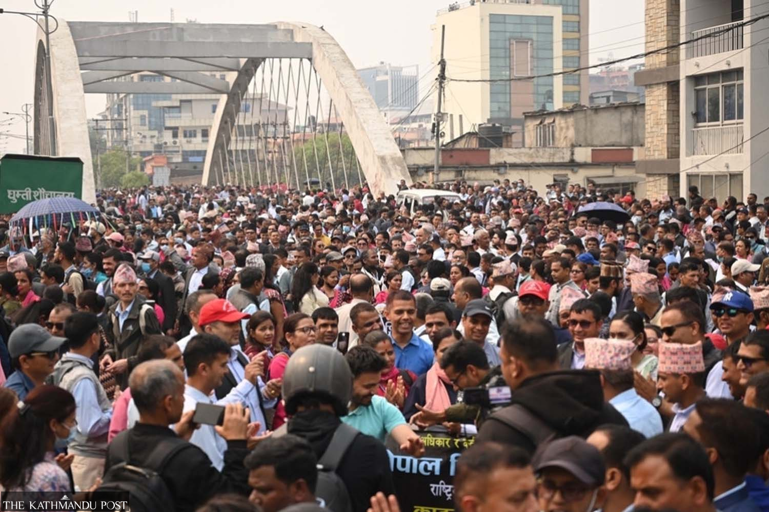 Teachers across Nepal stage mass protest in Kathmandu for Education Bill