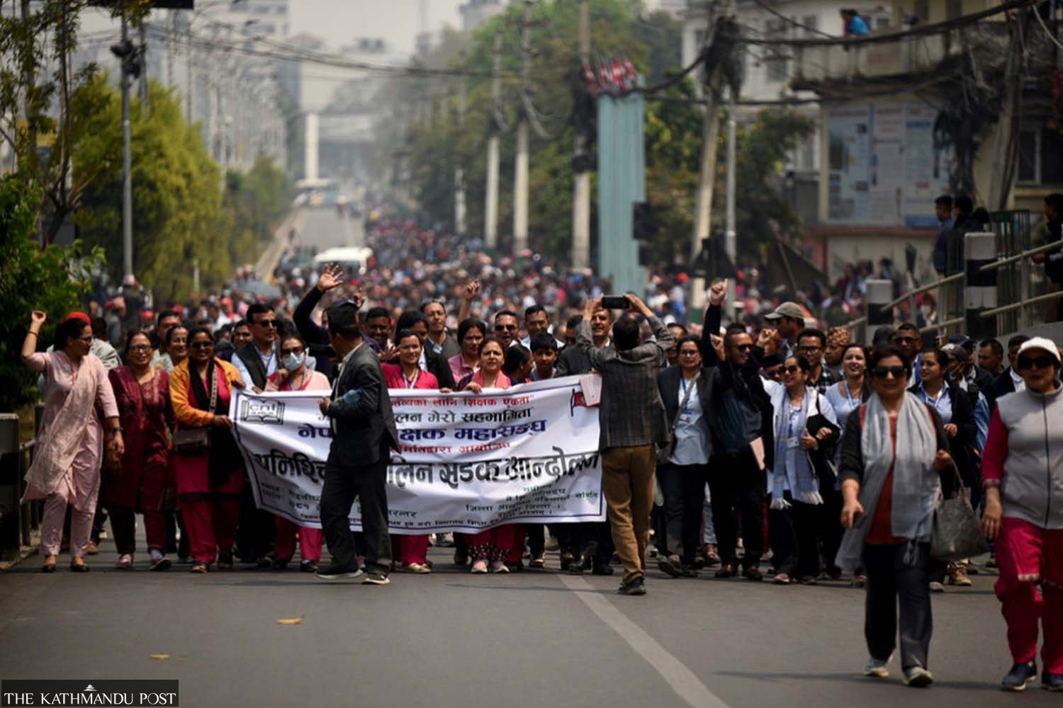 Teachers across Nepal stage mass protest in Kathmandu for Education Bill