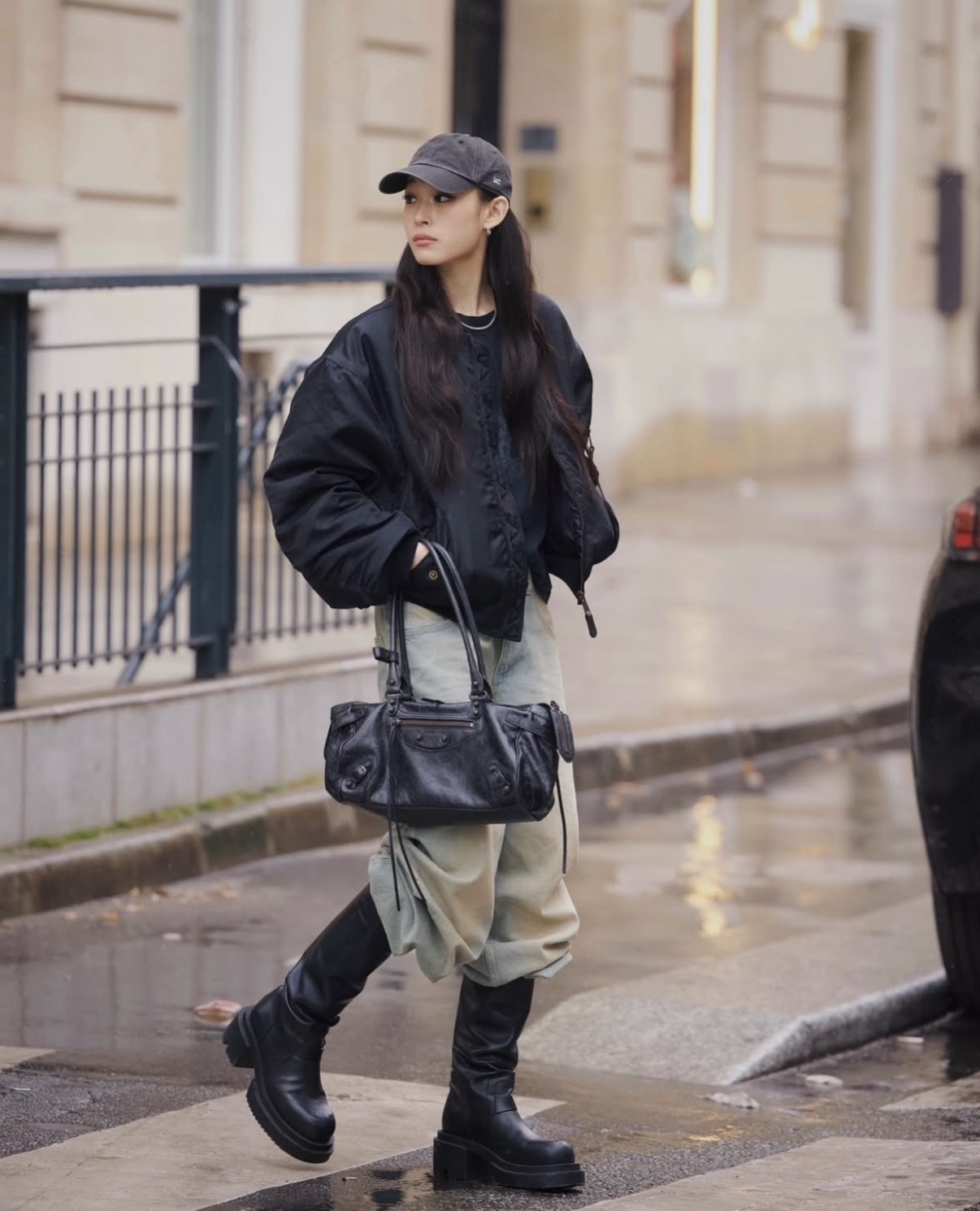 Annie of K-pop group Allday Project is spotted in Paris wearing a Balenciaga leather jacket and carrying a matching bag. PHOTO: INSTAGRAM/THE KOREA HERALD