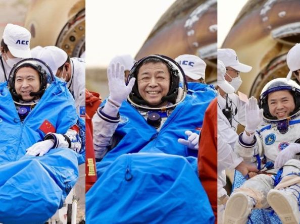 Shenzhou XV crew lands in Inner Mongolia