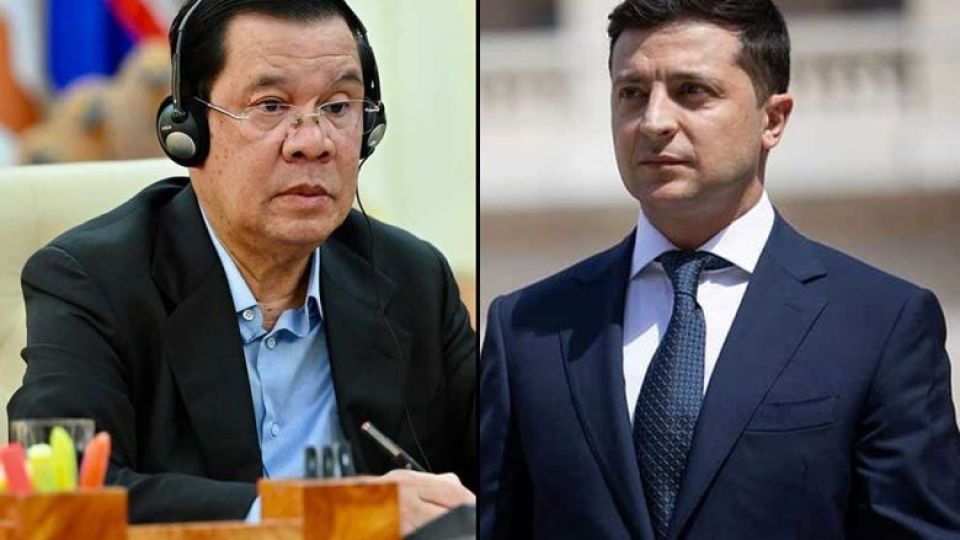 prime_minister_hun_sen_left_and_ukrainian_president_volodymyr_zelensky_spoke_via_telephone_on_november_1._supplied.jpg